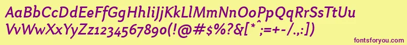 OtariMediumitalic Font – Purple Fonts on Yellow Background