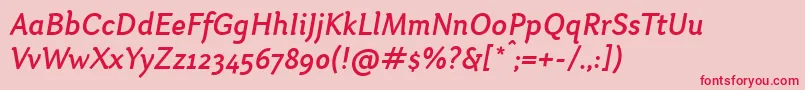 フォントOtariMediumitalic – ピンクの背景に赤い文字