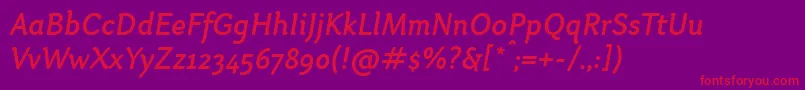 フォントOtariMediumitalic – 紫の背景に赤い文字