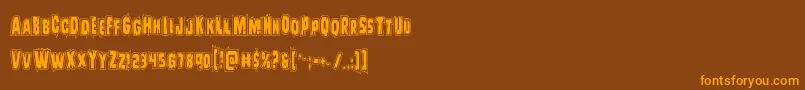 Więcej informacji o czcionce Leatherfaceacad Czcionka Leatherfaceacad – pomarańczowe czcionki na brązowym tle
