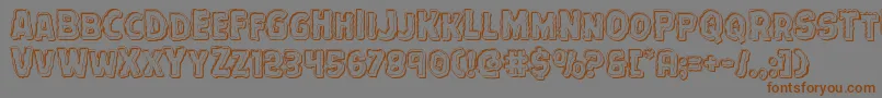 フォントTerrorbabbleengrave – 茶色の文字が灰色の背景にあります。