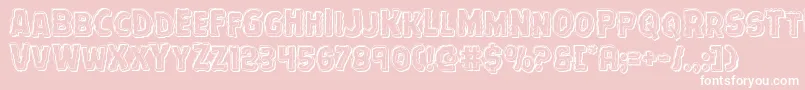 Terrorbabbleengrave-Schriftart – Weiße Schriften auf rosa Hintergrund