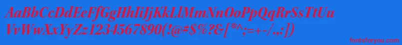 フォントKeplerstdBoldscnitsubh – 赤い文字の青い背景