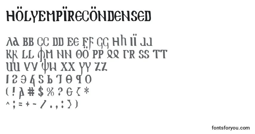 Шрифт HolyEmpireCondensed – алфавит, цифры, специальные символы