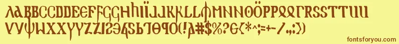 HolyEmpireCondensed Font – Brown Fonts on Yellow Background