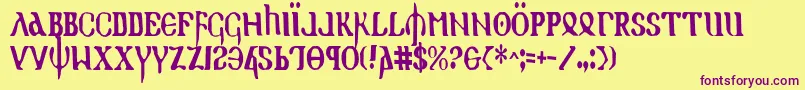 HolyEmpireCondensed Font – Purple Fonts on Yellow Background