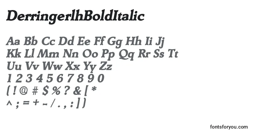 Шрифт DerringerlhBoldItalic – алфавит, цифры, специальные символы