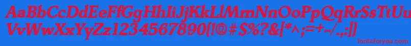 DerringerlhBoldItalic Font – Red Fonts on Blue Background