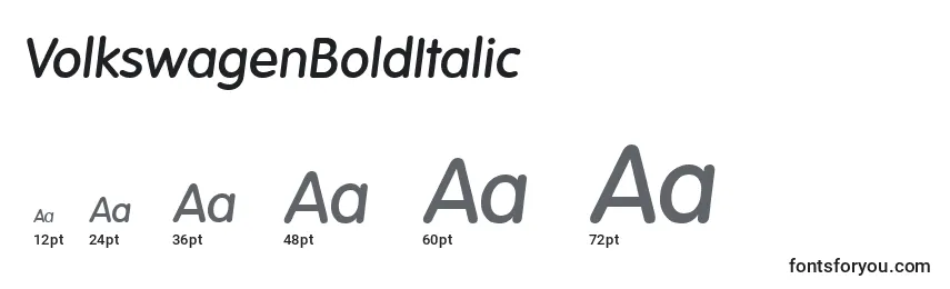 Размеры шрифта VolkswagenBoldItalic