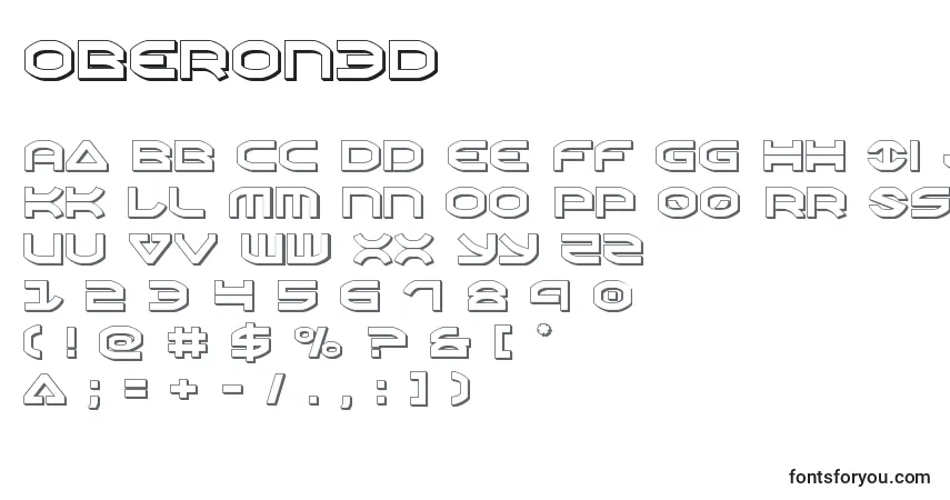 A fonte Oberon3D – alfabeto, números, caracteres especiais