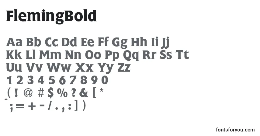 Schriftart FlemingBold – Alphabet, Zahlen, spezielle Symbole