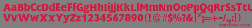 FlemingBold-Schriftart – Rote Schriften auf grauem Hintergrund