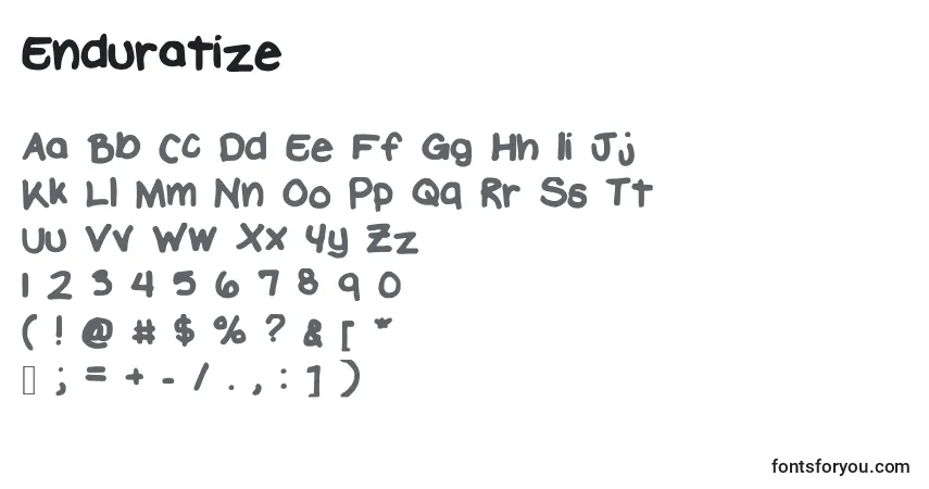 Schriftart Enduratize – Alphabet, Zahlen, spezielle Symbole