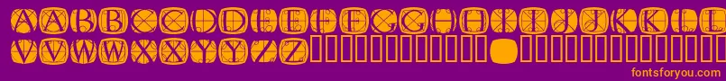 RodgaueroneroundMedium-Schriftart – Orangefarbene Schriften auf violettem Hintergrund