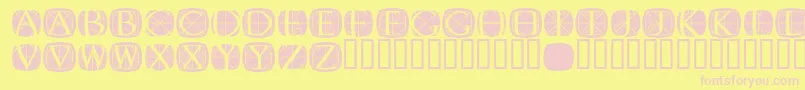 RodgaueroneroundMedium-fontti – vaaleanpunaiset fontit keltaisella taustalla