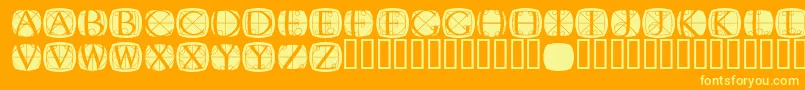 RodgaueroneroundMedium-Schriftart – Gelbe Schriften auf orangefarbenem Hintergrund