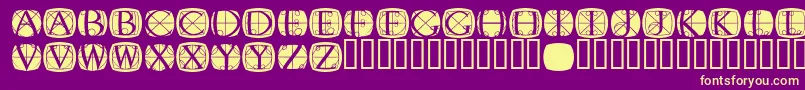RodgaueroneroundMedium-fontti – keltaiset fontit violetilla taustalla