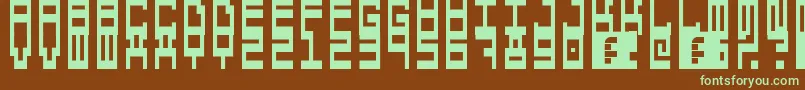 フォント5computersInLove – 緑色の文字が茶色の背景にあります。
