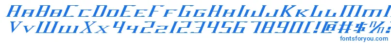 フォントDarkwindExpandedItalic – 白い背景に青い文字