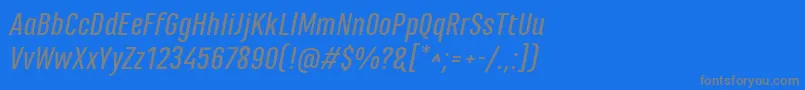 MarianinaFyMediumItalic-Schriftart – Graue Schriften auf blauem Hintergrund