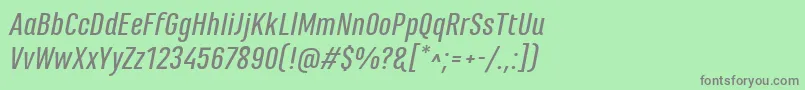 Saiba mais sobre a fonte MarianinaFyMediumItalic Fonte MarianinaFyMediumItalic – fontes cinzas em um fundo verde