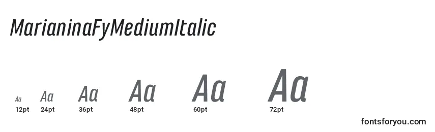 Размеры шрифта MarianinaFyMediumItalic