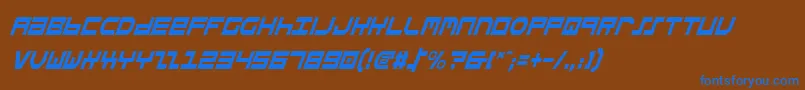 Czcionka StuntmanCondensedItalic – niebieskie czcionki na brązowym tle