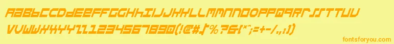 StuntmanCondensedItalic-Schriftart – Orangefarbene Schriften auf gelbem Hintergrund