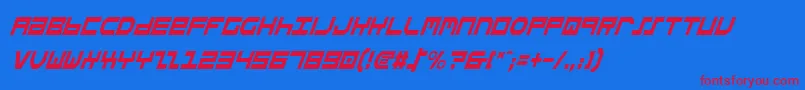 StuntmanCondensedItalic-Schriftart – Rote Schriften auf blauem Hintergrund