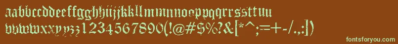 フォントPuppeteerRegular – 緑色の文字が茶色の背景にあります。