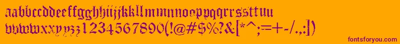 PuppeteerRegular-Schriftart – Violette Schriften auf orangefarbenem Hintergrund