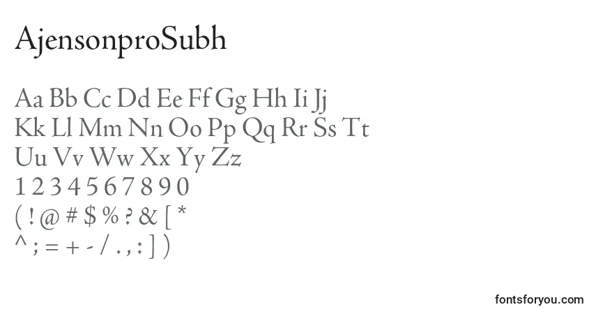 Шрифт AjensonproSubh – алфавит, цифры, специальные символы