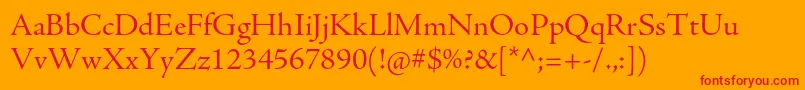 Czcionka AjensonproSubh – czerwone czcionki na pomarańczowym tle