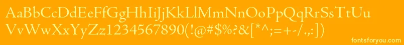 AjensonproSubh-fontti – keltaiset fontit oranssilla taustalla