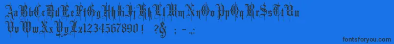 MinsterNo4-Schriftart – Schwarze Schriften auf blauem Hintergrund