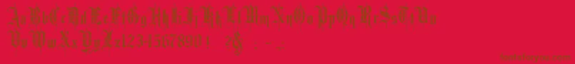 MinsterNo4-Schriftart – Braune Schriften auf rotem Hintergrund