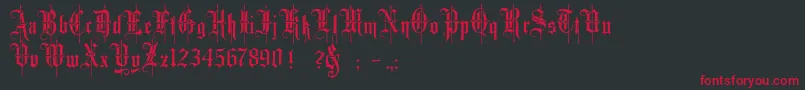 MinsterNo4-Schriftart – Rote Schriften auf schwarzem Hintergrund