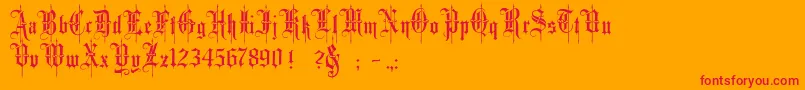 フォントMinsterNo4 – オレンジの背景に赤い文字
