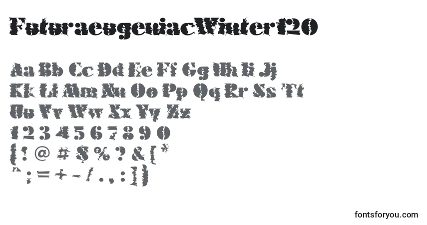 Czcionka FuturaeugeniacWinter120 – alfabet, cyfry, specjalne znaki