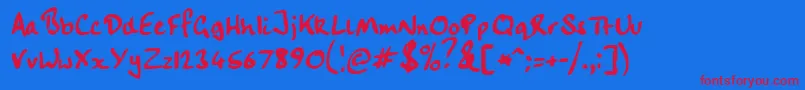 Handwriting-fontti – punaiset fontit sinisellä taustalla