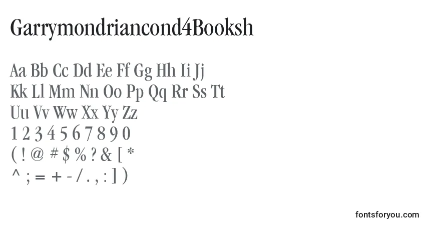 A fonte Garrymondriancond4Booksh – alfabeto, números, caracteres especiais