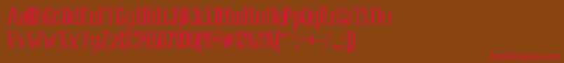 フォントPeach – 赤い文字が茶色の背景にあります。