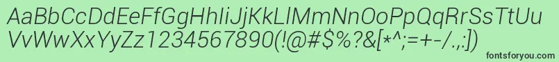 Roboto Lightitalic Font – Black Fonts on Green Background