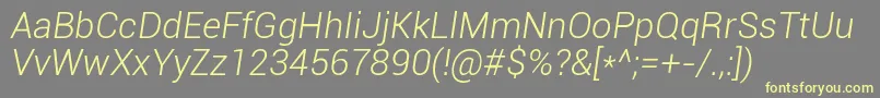 フォントRoboto Lightitalic – 黄色のフォント、灰色の背景