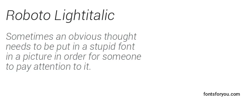 Review of the Roboto Lightitalic Font