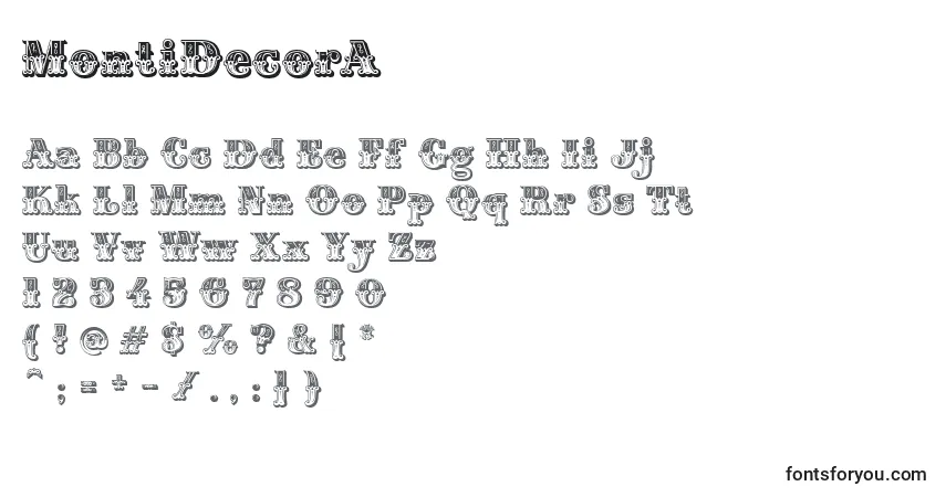 MontiDecorA-fontti – aakkoset, numerot, erikoismerkit