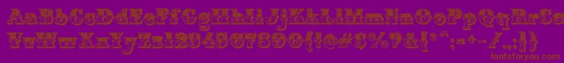 MontiDecorA-Schriftart – Braune Schriften auf violettem Hintergrund