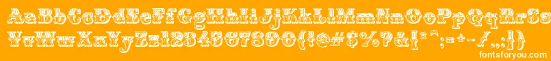 MontiDecorA-Schriftart – Weiße Schriften auf orangefarbenem Hintergrund