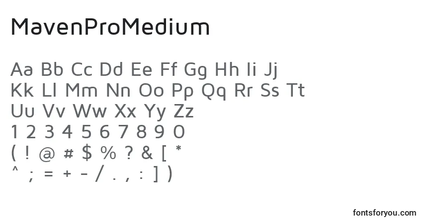 A fonte MavenProMedium – alfabeto, números, caracteres especiais