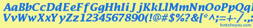 MachadosskBoldItalic Font – Blue Fonts on Yellow Background